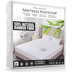 RIFIANS Protège Matelas 100% Fibre DE Bambou - Alèse 160 x 200 cm IMPERMÉABLE - Maintien Parfait - Drap Housse Confort Ultra-Doux - Garantie 5 Ans - Protection OPTIMALE - Anti-Acarien, Antibactérien