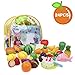 Produktbild Shinehalo 24 Stücke Küchenspielzeug Schneiden Obst Gemüse Lebensmittel Spielzeug mit Bagpack Schneiden Spielset voller Spaß für Kinder, verbessern Hand-Auge-Koordination soziale Interaktion