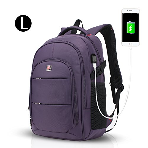FANDARE Laptop Rucksäcke Geschäft Notebook Geeignet für bis zu 17 Zoll Damen Herren Schulrucksack für die Schule Daypack Wasserabweisend Reisen Outdoor Polyester Lila Groß - 4