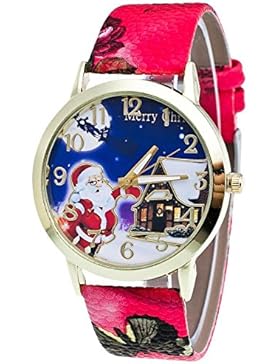 Blue Vessel Weihnachten Santa Claus Druckerei Muster Kinder Armbanduhr Armbanduhr für Mädchen (rot)