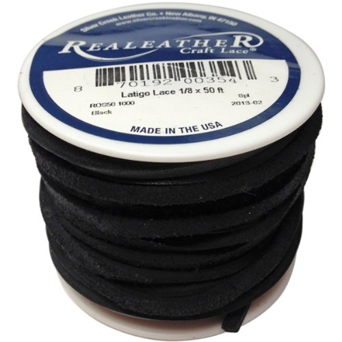 Realeather CraftsLeather Latigo Lace Spool-Black,1/8" x 50'