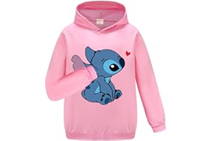 OAIXIUR Girls Casual Sweatshirts Kids Blue Cat Printing Hoodies Long Sleeve Hooded Tops