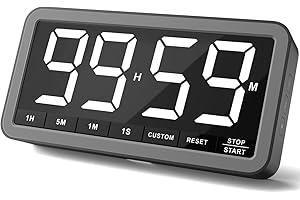 VOCOO Grande timer da cucina digitale: Timer magnetico a LED con 3 luminosità, 4 allarmi e 3 livelli di volume, Timer per il conto alla rovescia alimentato (Grigio scuro)