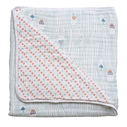Bebe au Lait Premium Muslin Snuggle Blanket, Little Owl and Tinsley