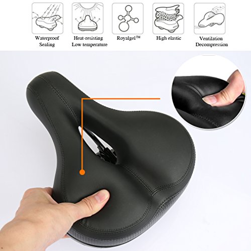 Ondeni Fahrradsattel mit wasserdichter Sattel City Fahrradsitz Gel mit Elastomer Federung und Reflektierende Aufkleber Trekking Rennrad Sattel - 3