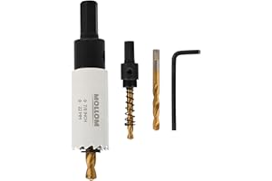 Mollom (22mm | 7/8") HSS M42 con 8% de cobalto,Sierra de Corona Bi-Metal con 2 Brocas Piloto y Arbor para Corte Suave en PVC,Pladur,Madera,Plástico,Yeso,Goma