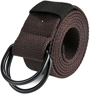Faleto Canvas Web Belt Double D-ring Buckle Rainbow Black Military Style Striped Belts for Men with Gift Box 130cm