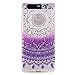 Produktbild Huawei P9 Lite Lite Handyhülle, Huawei P9 Lite Lite Hülle, MUTOUREN Durchsichtig Schutzhülle Durchsichtig TPU Silikon Case Cover Ultradünne Etui Crystal Transparent Weich Flexibel Rückdeckel Kratzfeste Stoßdämpfende Indische Sonne Henna Mandala, Dunkel Lila