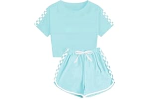 XINYUNZU Kinder Kleidung Kinderkleidung Anzug Set Trainingsanzug Tshirt mit Shorts Sommer Casual Klamotten Bekleidungssets für Mädchen und Jungen 5-14 Jahre