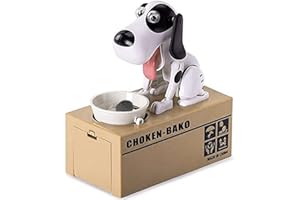 Jooheli Salvadanaio a Forma di Cagnolino, Salvadanaio Elettronico Cane, Salvadanaio Cane Mangia Soldi, Giocattolo Che mastica, regalo di compleanno per bambini