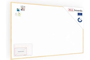 ALLboards Whiteboard with Wooden Frame 200x120cm, Magnetic Board Dry Wipe Dry Erase