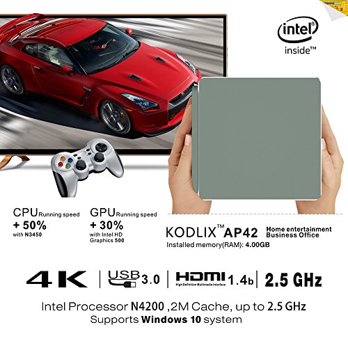 KODLIX™ AP42 Intel Apollo Lake N4200( 2M Cache, up to 2.5GHz) DIY SSD MINI PC HD Graphics 505 4GB/57.5GB 1000M/LAN 2.4G/5.8G Dual Band WIFI, BT 4.0 MINI Computer unterstützt Windows 10 - 2