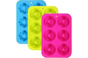 Ballery Donut Stampo, Set di 3 stampi per Ciambella in Silicone Donut Stampi Rotonda e Fiori Donut Stampi Antiaderente & Termoresistente Teglia Maker pan per Cupcake, Gelatine e Dolci