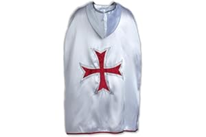 Liontouch - Cape du Chevalier Maltais | Taille Unique - 3 à 8 Ans | Cape d'Imitation Médiévale, Thème Classique de la Croix Rouge | Déguisements, Robes Fantaisies & Costumes Royaux pour Garçons