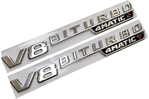 WWFAN 2 stücke Fender Wind Vane Air Badge Decor Aufkleber V8 BITURBO. Emblem for Mercedes Benz AMG GT S ML SL Klasse CLA GLA SLK SLS CLS W220 (Color Name : Silver V8 BITURBO)