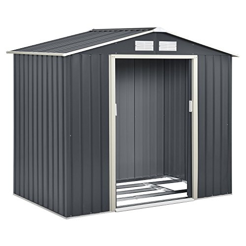 Metall Geräteschuppen Gerätehaus L mit Satteldach in anthrazit - 2