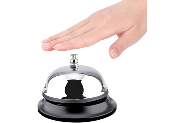 Ring klocka, receptionsklockor rostfritt stål kromfinish skrivbordsklocka serviceklocka för hotell kök skolor restauranger receptionsområden 10 x 8 cm