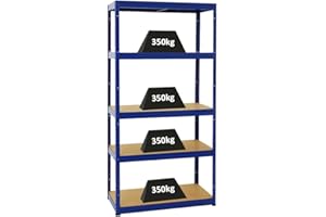 PROREGAL Scaffale per carichi pesanti Slim Elephant Blu 180x90x45cm Capacità di carico per ripiano 350kg Scaffale da cantina, scaffale da garage, scaffale da magazzino