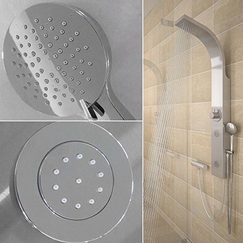 Edelstahl Duschpaneel mit integrierter Kopfbrause zwei Massagedüsen inkl. Handbrause