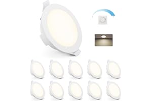 Gr4tec Spot LED Encastrable Dimmable, 6W Spot Etanche Salle de Bain IP65 Blanc Neutre 4000K 400LM, Spots Encastré Extra Plat 35mm, Trou Φ68-80mm, Spots de Plafond pour Salon Cuisine Chambre, Lot de 10