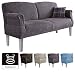 Produktbild Cavadore 3er Sofa Pasle für Küche, Esszimmer / Ostfriesensofa mit Federkern im Landhausstil / Inkl. Armteilfunktion / Holzfüße weiß / Größe: 181 x 98 x 81 cm (BxHxT) / Chenille-Bezug in grau