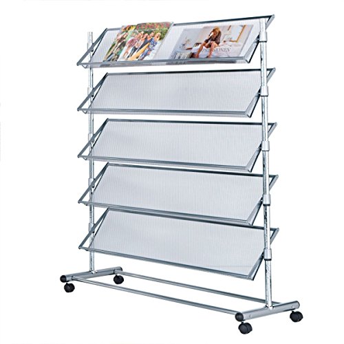 Prospekthalter auf Rollen, 5 Ebenen, ca. B100 x T43 x H126 cm - 2