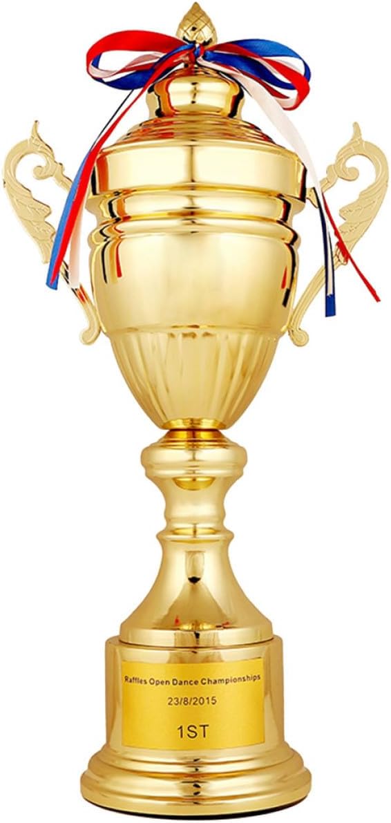 Cabilock Trofeo Dorado de Metal sin Inscripción 42 Cm Base para Ceremonia de Premiación, Trofeo de Premio para Concursos Deportivos y Fiestas, Obsequio de Reconocimiento y Recompensa