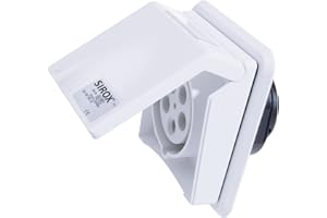SIROX Prise encastrée CEE 5 broches 400 V 6 h 16 A - IP44 - brides pivotantes avec champ d'inscription - boîte encastrée incluse - blanc trafic