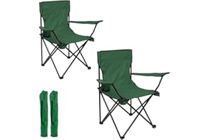 azorex Silla Plegable Camping Silla Pesca Playa Acampada Exterior con reposabrazos portavasos de Malla blosa Lateral Resistente 50x50x80cm (Verde, Set de 2)