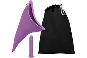 QEEYON Urinario Portatil Mujer, Orinal Femenino de Silicona Reutilizable para Mujeres de pie para orinar, Embudo portátil para orinar para Camping, Senderismo, Viajes, Seguro y cómod