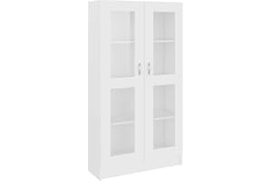 Tidyard Vitrina de aglomerado Vitrinas de Salón Armario Vitrina con 4 Compartimentos Blanco 82,5x30,5x150 cm
