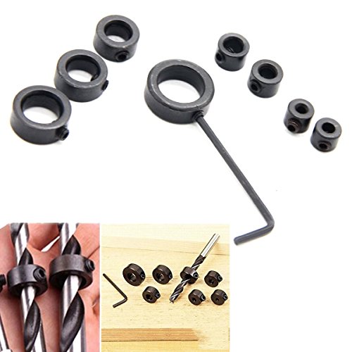 Latinaric 9cs Tiefenanschlagringe Set Bohrer Holzbearbeitung Tiefenbegrenzer Tiefenstop Set 3-16mm - 3