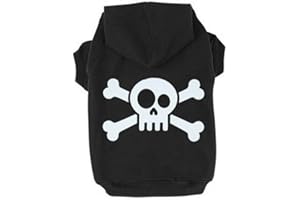 JIEYA - Felpa con cappuccio per cani di piccola taglia con motivo teschio stampato per cucciolo, taglia XS, colore: Nero