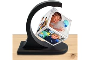 FUNICE Schwebender Fotowürfel 3D - Magic Photo Cube für 6 Fotos (60x60 mm) aus Acryl