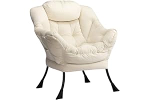 HollyHOME Fotel Akcent Krzesło Leniwe Fotel Wypoczynkowy z Podłokietnikami Nowoczesny Aksamitny Materiał Wypoczynkowy Sofa Krzesło ze Stalową Ramą, Beżowy