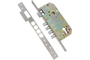 Amig - Cerradura de puerta | Cerradura de Embutir Con Bulones para Puertas | Acero | 50/85 mm | Inox mate | Sin Cilindro y Escudo de Seguridad | Picaporte Reversible