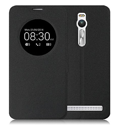 Prevoa ® ? Asus ZenFone 2 (ZE551ML/ZE550ML) Funda - Flip S- View Funda Cover Case para Asus ZenFone 2 (ZE551ML/ZE550ML) 5.5 Pulgadas Smartphone - Negro