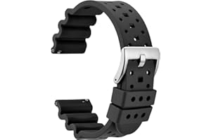 WOCCI Ventilado Correas Reloj, FKM Goma (No Silicona), Correa para Reloj de Buceo, Liberación Rápida, Hebilla de Acero Inoxidable, 18mm 20mm 22mm 24mm 26mm