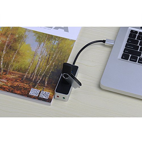 EUGO USB 3.0 Hub – 3-Port USB 3.0 Hub Externen USB Soundkarte mit Audio und Mic Stereo Audio Sound Adapter (3.5mm Jack) für iMac, MacBook Air, MacBook Pro, MacBook, Mac Mini, PCs und Laptops – 0.15m - 6