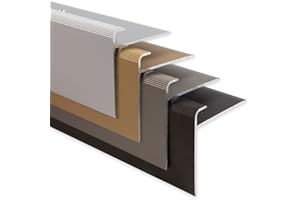 casa pura | Safety | Profil d'angle d'escalier perforé| Nez de marche aluminium anodisé | Antidérapant, Robuste, Montage facile | Profil d'arête d'escalier | Bronze Foncé, Longueur = 90 cm, 1 Pièce