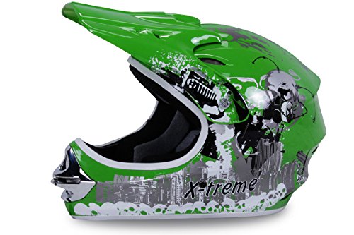 Motorradhelm Kinder Cross Helme Sturzhelm Schutzhelm Helm für Motorrad Kinderquad und Crossbike Modell Design 2015 in grün (Medium)