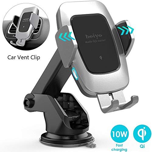 Caricatore Wireless Auto,10W Qi Rapida Caricabatterie & Auto Vento Supporto Telefono per Samsung S10/S10+/Nota 9/s9/s9+/s8/s8+/Note 8, 7.5w per iPhone 8/8+/X/XS/XS Max/XR,5w per Huawei Mate 20 PRO