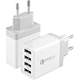 33W 4-Porte Caricatore Rapido USB con Intelligente QC 3.0 Spina di Ricarica Multipla Alimentatore per Samsung Galaxy S21 S10 