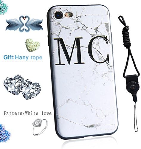 Iphone 7 plus case-XIN HUA Innovative black edge TPU 3D relief painted cell phone shell, suitable for Apple 7 / 7plus--Model: Romantic（Products include: explosion-proof membrane, mobile phone ring bracket, dust plug, lanyard） (For iphone 7 plus, Whit love)