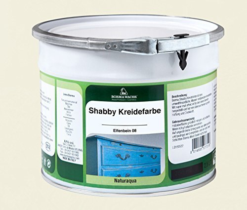 Borma Shabby Kreidefarbe Naturaqua ALLE FARBTONEN, ALLE GEBINDEN! (750 mL., 08 Elfenbein)
