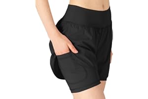 donhobo Womens Running Gym 2 in 1 Sports Shorts with Pockets,Breathable Quick Dry Fitness Shorts for Workout Training Yoga Jogging Pilates