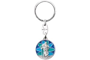 Fritz Cox Saint Christophe | belle représentation | Émaillage coloré | pour voiture ou porte-clés | bleu ou rouge