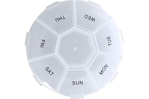 ANDROXEDA PortaPillole Settimanale Portapillole a 7 Scomparti per 7 Giorni Tascabile Organizer Settimanale per Medicinali Scatola per Farmaci Settimanale Forma Rotondo