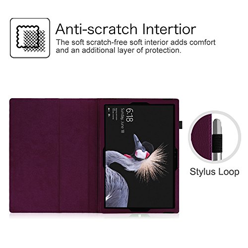 Fintie Microsoft Surface Pro 4 / Surface Pro 2017 Hülle Case – Hochwertige Kunstleder Slim Fit Stand Tasche Schutzhülle Etui Cover mit Stylus-Halterung für Microsoft Surface Pro 4 / Surface Pro 2017 (12,3 Zoll) Tablet-PC, Lila - 3