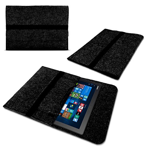 Laptop Tasche Sleeve Hülle für Lenovo Yoga Book Tablet 2 in 1 10.1 Zoll Notebook Netbook Ultrabook Case aus strapazierfähigem Filz in Dunkelgrau mit praktischen Innentaschen von NAUCI
